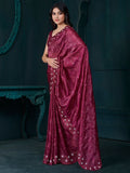 Tantalizing Maroon Sequins Work Silk Festive Wear Saree With Blouse - Zeel Clothing