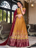 Tantalizing Mustard Yellow Patola Printed Kanchipuram Lehenga Choli - Zeel Clothing