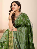 Tantalizing Olive Green Zari Weaving Silk Mehendi Wear Saree - Zeel Clothing