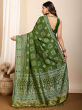 Tantalizing Olive Green Zari Weaving Silk Mehendi Wear Saree - Zeel Clothing