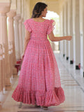 Tantalizing Pink Digital Printed Georgette Western Dress - Zeel Clothing