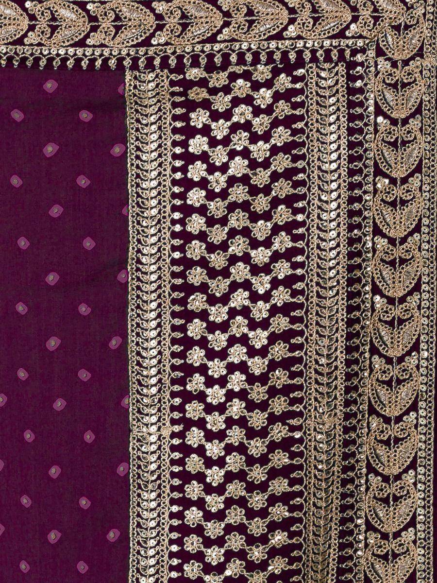 Tantalizing Purple Bandhani Printed Silk Traditional Saree With Blouse - Zeel Clothing