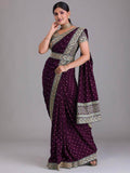 Tantalizing Purple Bandhani Printed Silk Traditional Saree With Blouse - Zeel Clothing
