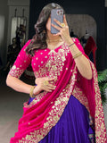 Tantalizing Purple Printed Tussar Silk Festival Wear Lehenga Choli - Zeel Clothing