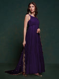 Tantalizing Purple Silk Festival Wear Gown With Heavy Dupatta - Zeel Clothing