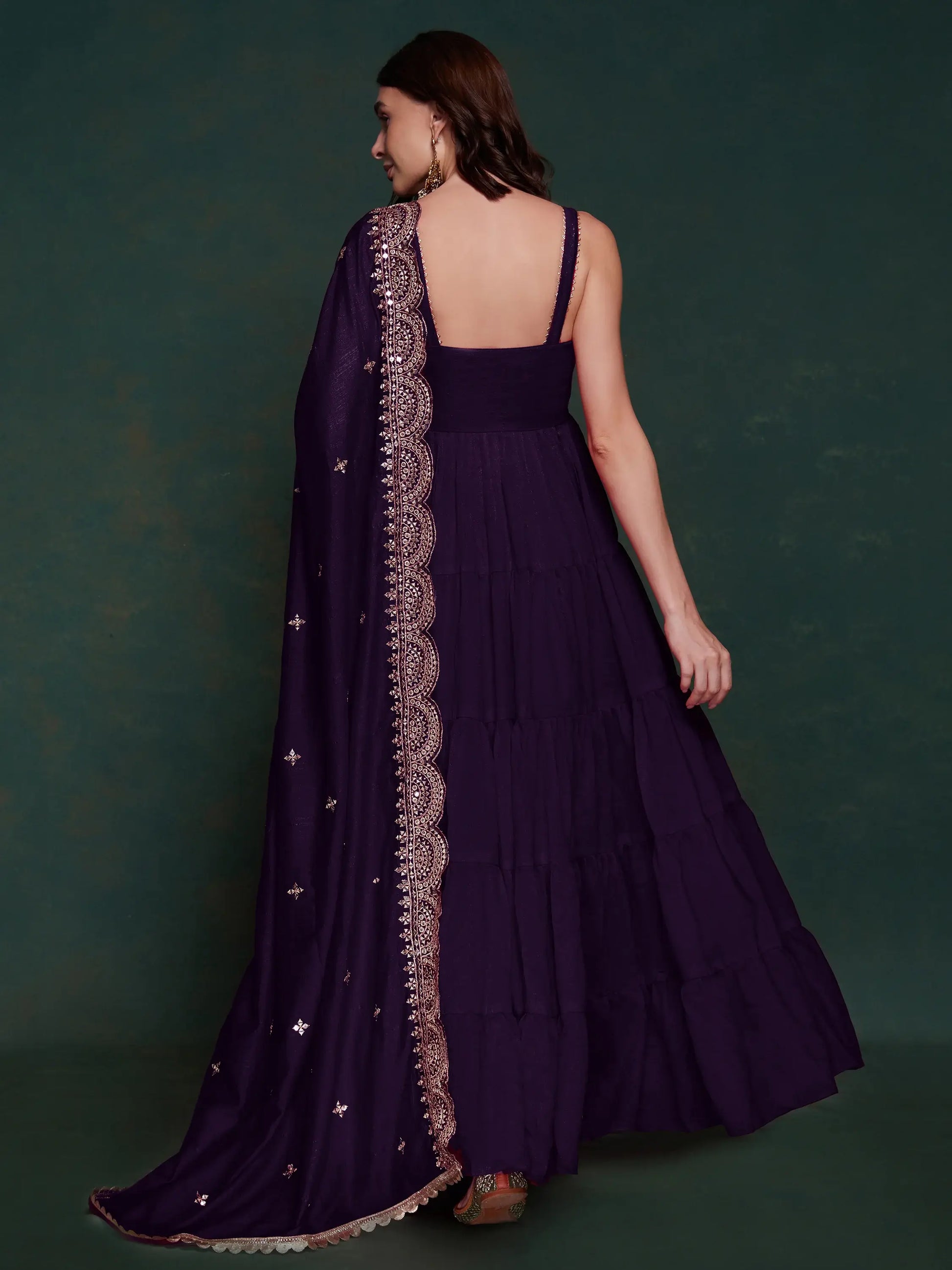 Tantalizing Purple Silk Festival Wear Gown With Heavy Dupatta - Zeel Clothing