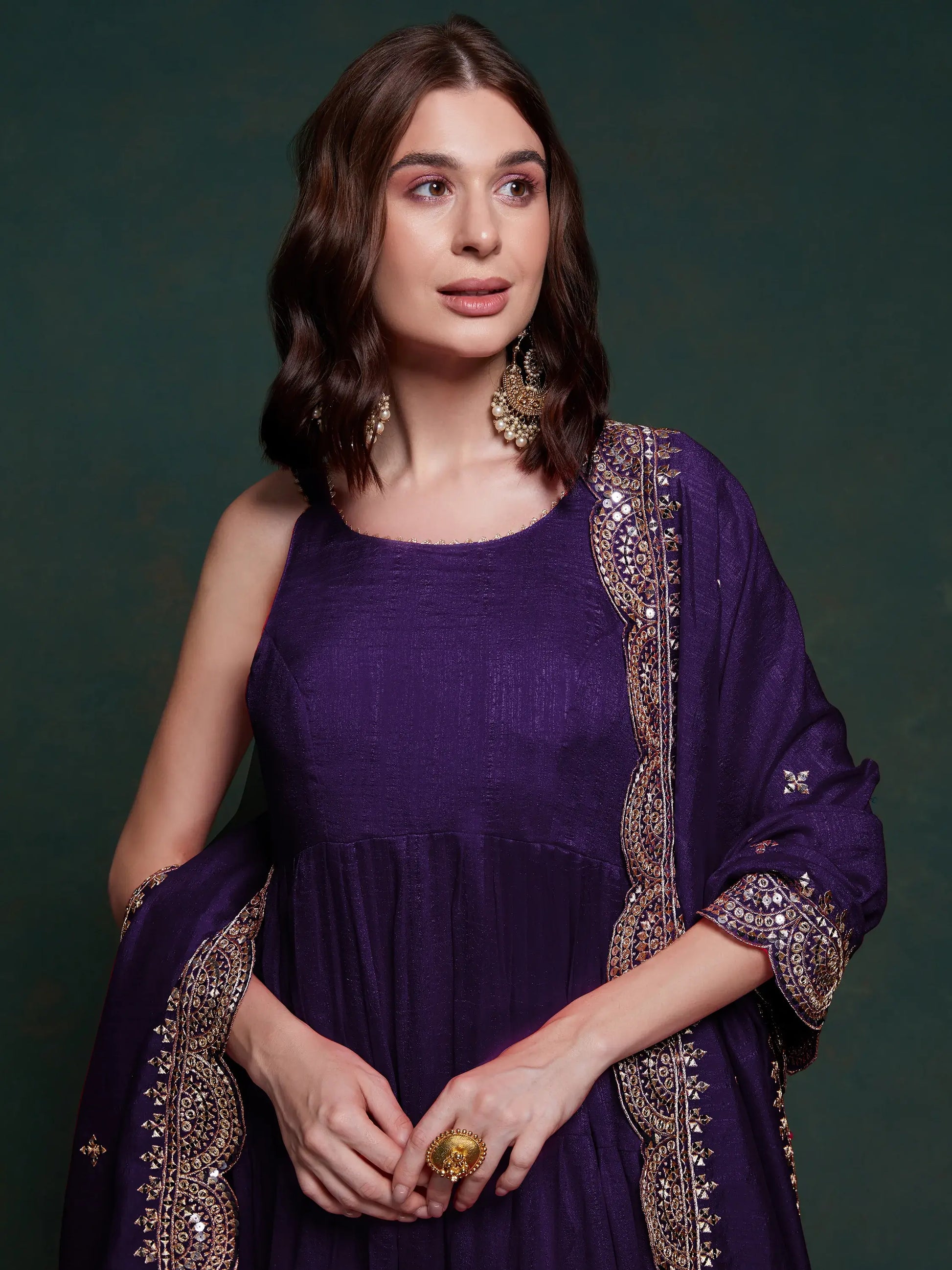 Tantalizing Purple Silk Festival Wear Gown With Heavy Dupatta - Zeel Clothing