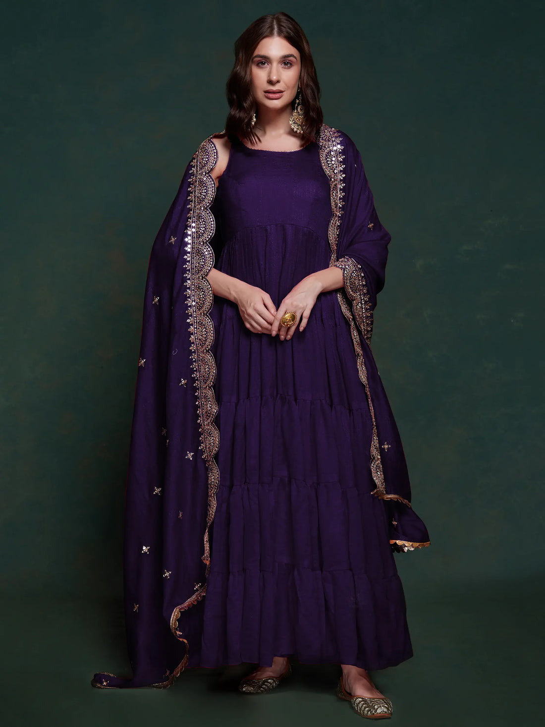 Tantalizing Purple Silk Festival Wear Gown With Heavy Dupatta - Zeel Clothing