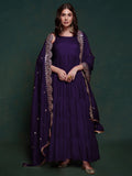 Tantalizing Purple Silk Festival Wear Gown With Heavy Dupatta - Zeel Clothing