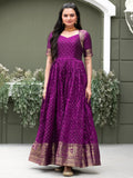 Tantalizing Purple Zari Weaving Silk Festival Wear Gown - Zeel Clothing