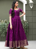 Tantalizing Purple Zari Weaving Silk Festival Wear Gown - Zeel Clothing