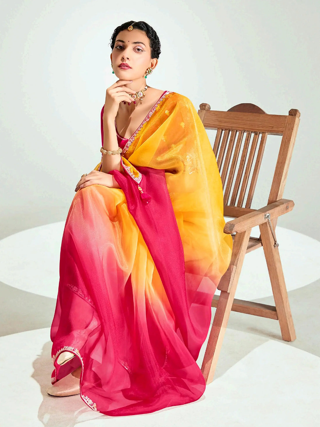 Tantalizing Red Border Work Organza Wedding Wear Saree With Blouse - Zeel Clothing