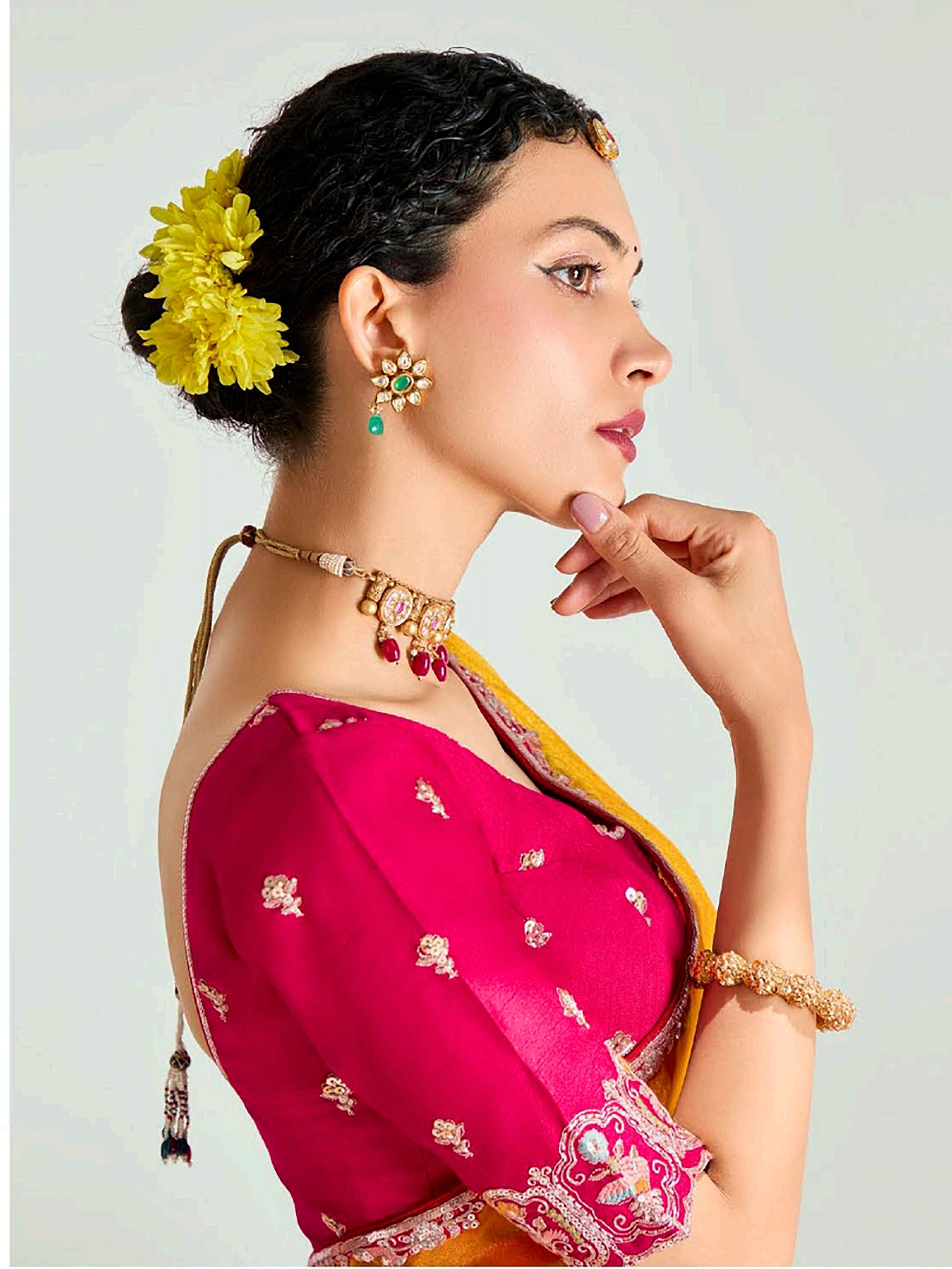 Tantalizing Red Border Work Organza Wedding Wear Saree With Blouse - Zeel Clothing