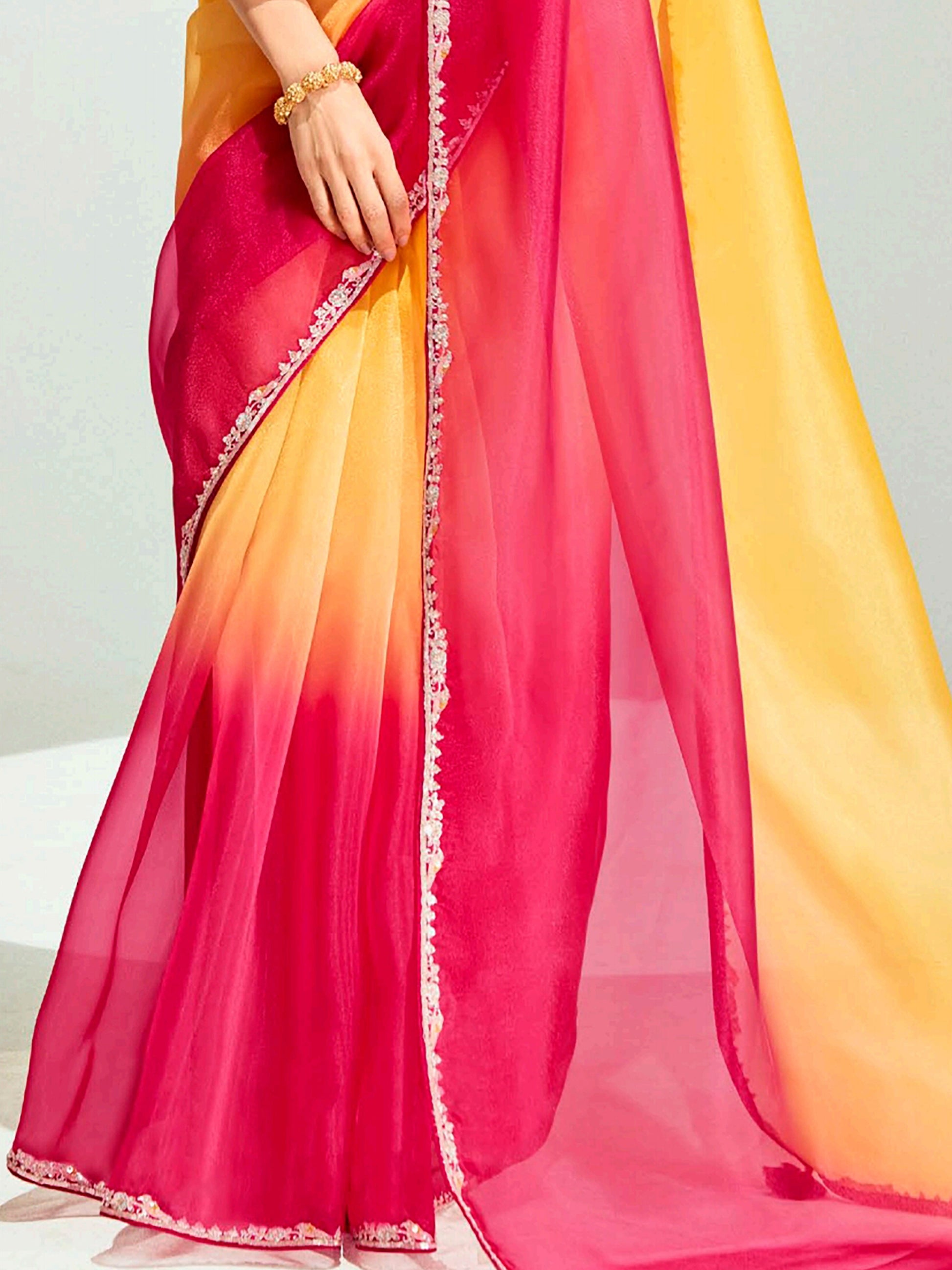 Tantalizing Red Border Work Organza Wedding Wear Saree With Blouse - Zeel Clothing