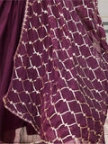 Tantalizing Wine Sequins Rangoli Silk Event Wear Gown With Dupatta - Zeel Clothing