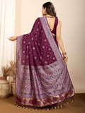 Tantalizing Wine Zari Weaving Silk Event Wear Saree With Blouse - Zeel Clothing