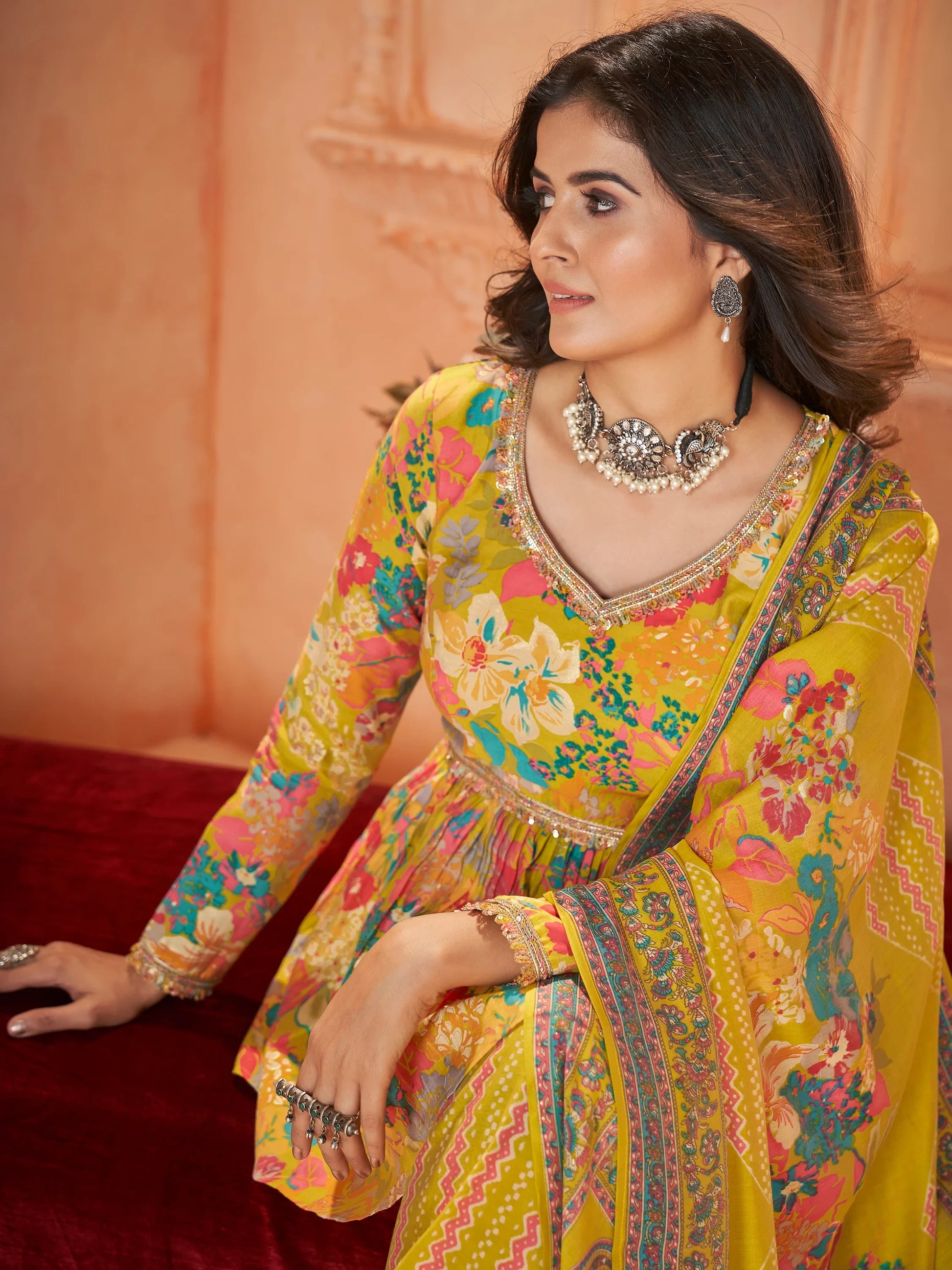 Tantalizing Yellow Printed Silk Traditional Palazzo Suit With Dupatta - Zeel Clothing