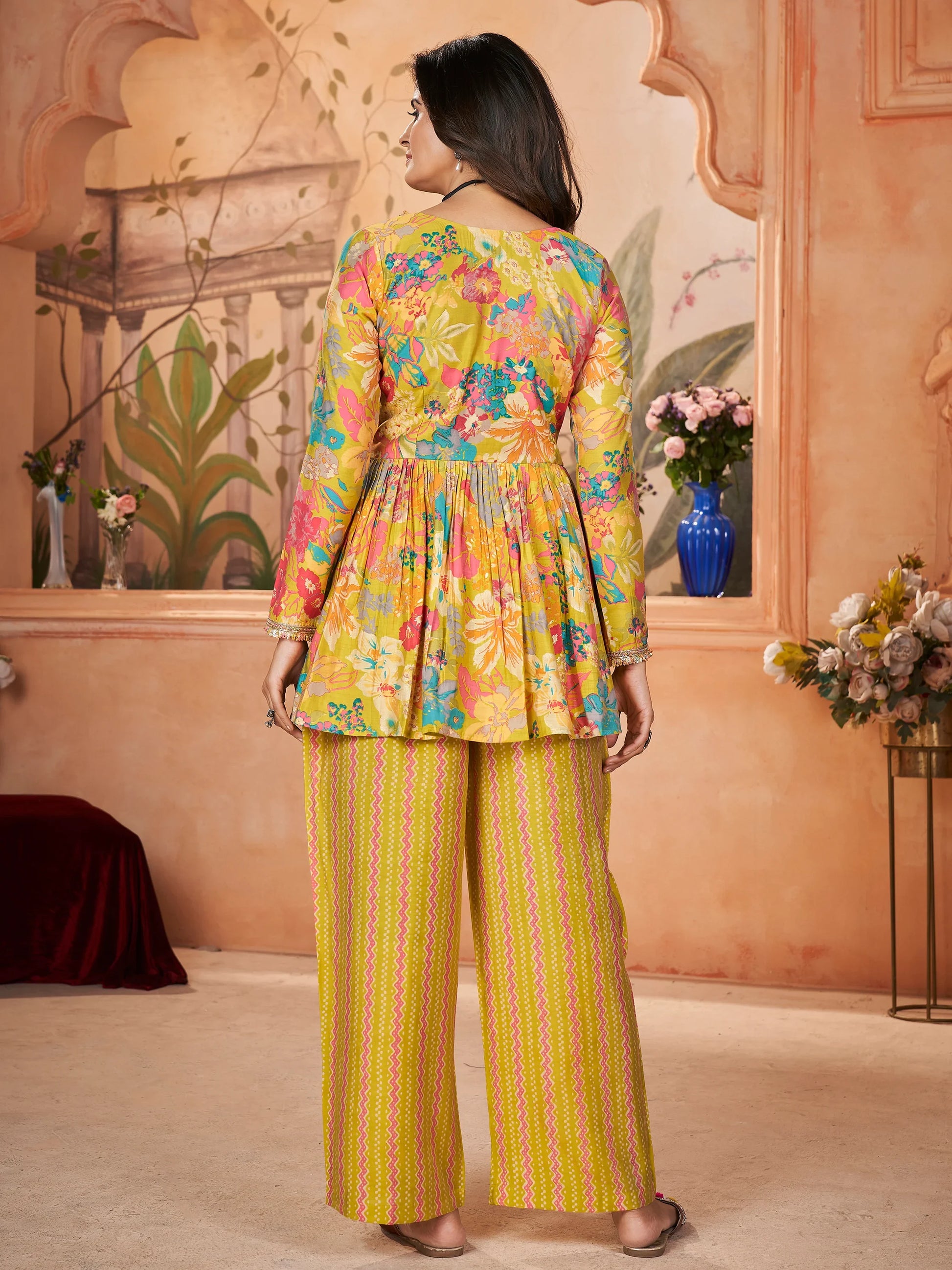 Tantalizing Yellow Printed Silk Traditional Palazzo Suit With Dupatta - Zeel Clothing