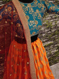 Teal Green and Yellow Embroidered Bridal Lehenga Choli - Zeel Clothing