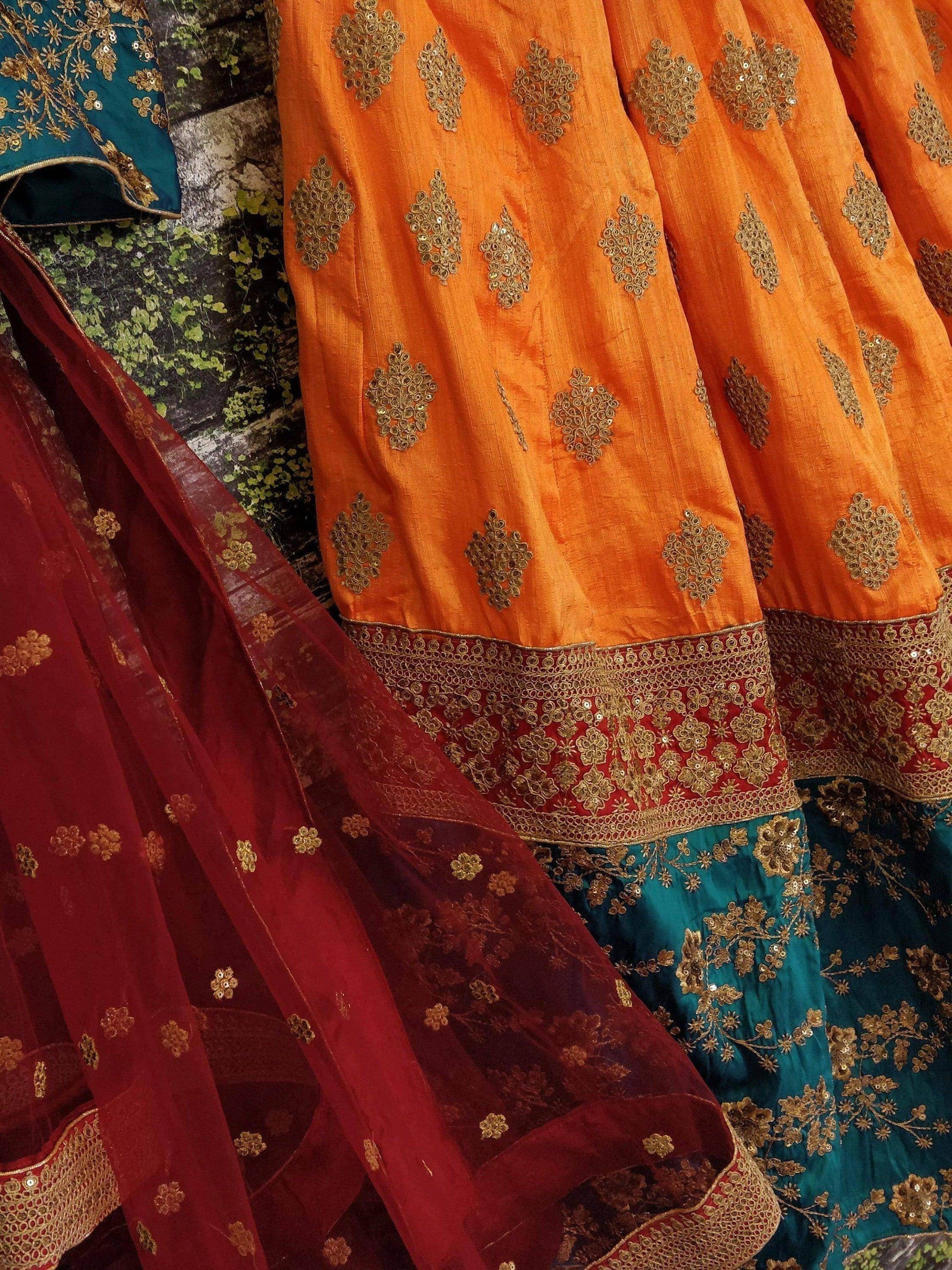 Teal Green and Yellow Embroidered Bridal Lehenga Choli - Zeel Clothing