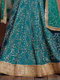 Teal Green Sequins Art Silk Wedding Wear Lehenga Choli - Zeel Clothing