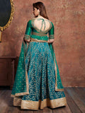 Teal Green Sequins Art Silk Wedding Wear Lehenga Choli - Zeel Clothing