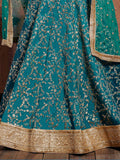 Teal Green Sequins Art Silk Wedding Wear Lehenga Choli - Zeel Clothing