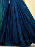 Wonderful Teal Blue Sequins Embroidery Georgette Festive Wear Lehenga Choli