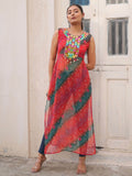 Terrific Multi-Color Kutchi Gamthi Work Georgette Navratri Wear Long Kurti - Zeel Clothing