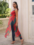 Terrific Multi-Color Kutchi Gamthi Work Georgette Navratri Wear Long Kurti - Zeel Clothing