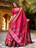 Terrific Pink Printed Dola Silk Event Wear Lehenga Choli With Dupatta
