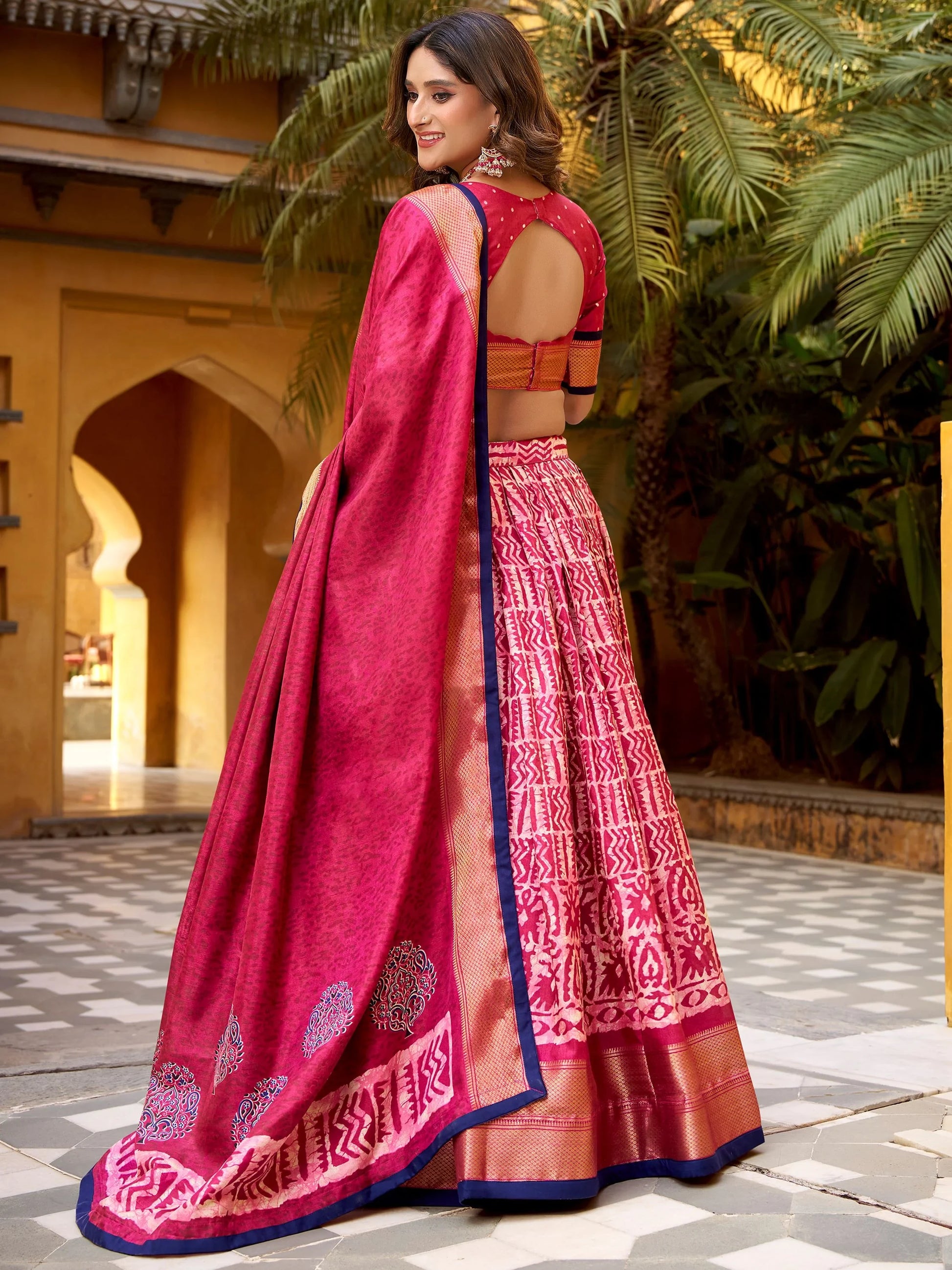 Terrific Pink Printed Dola Silk Event Wear Lehenga Choli With Dupatta