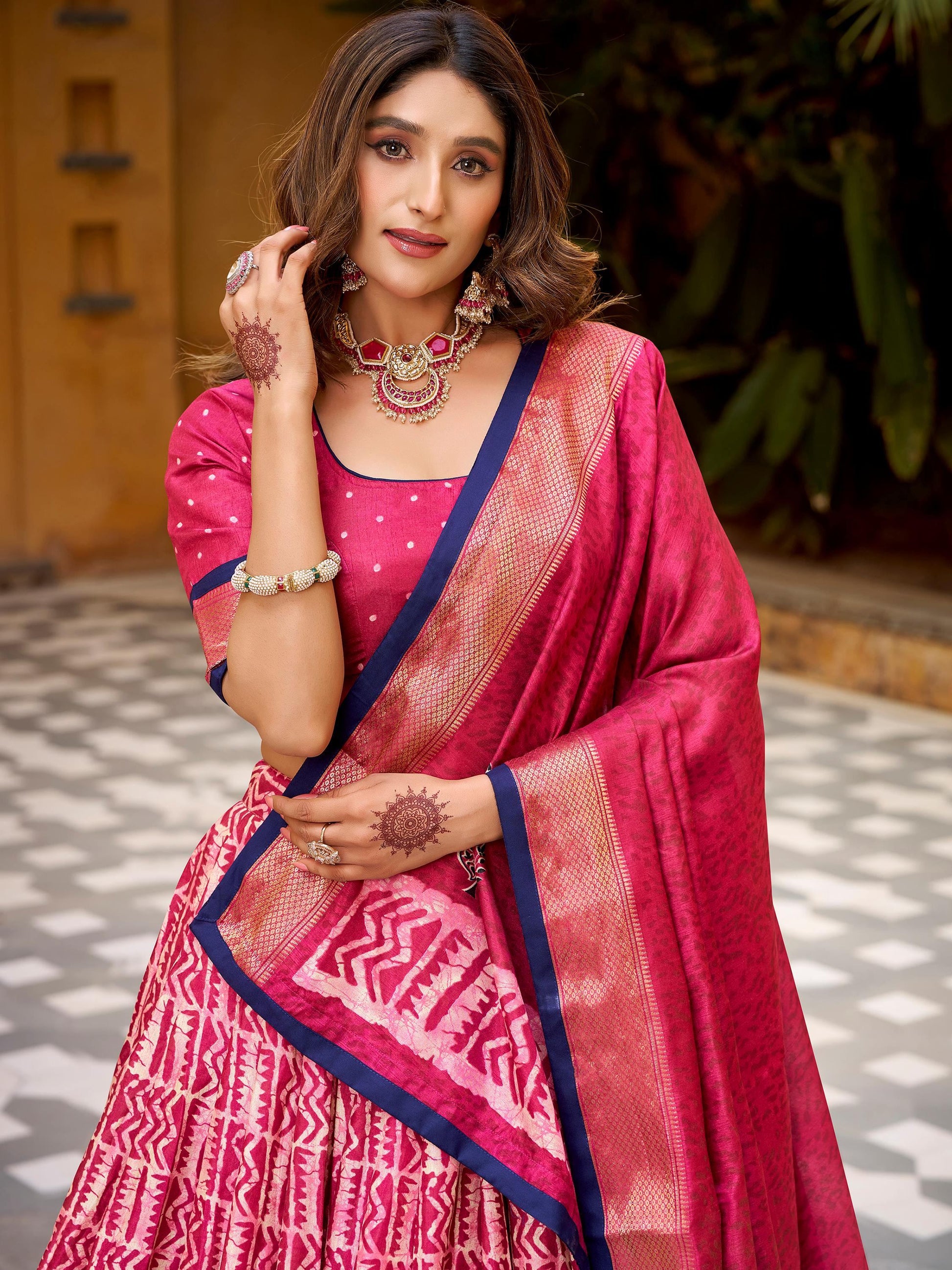 Terrific Pink Printed Dola Silk Event Wear Lehenga Choli With Dupatta