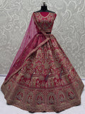Terrific Pink Zari Work Silk Bridal Lehenga Choli With Double Dupatta