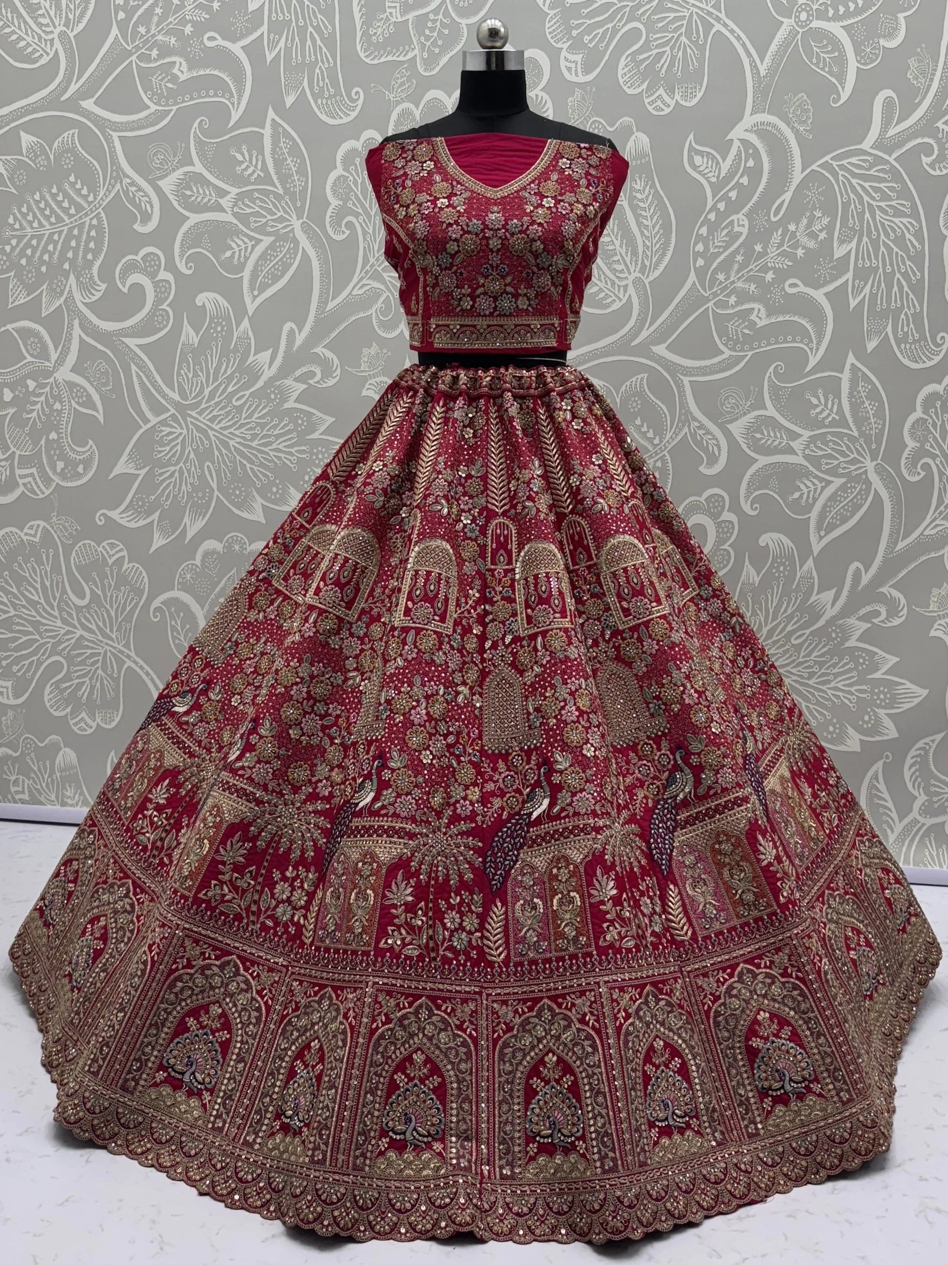 Terrific Pink Zari Work Silk Bridal Lehenga Choli With Double Dupatta