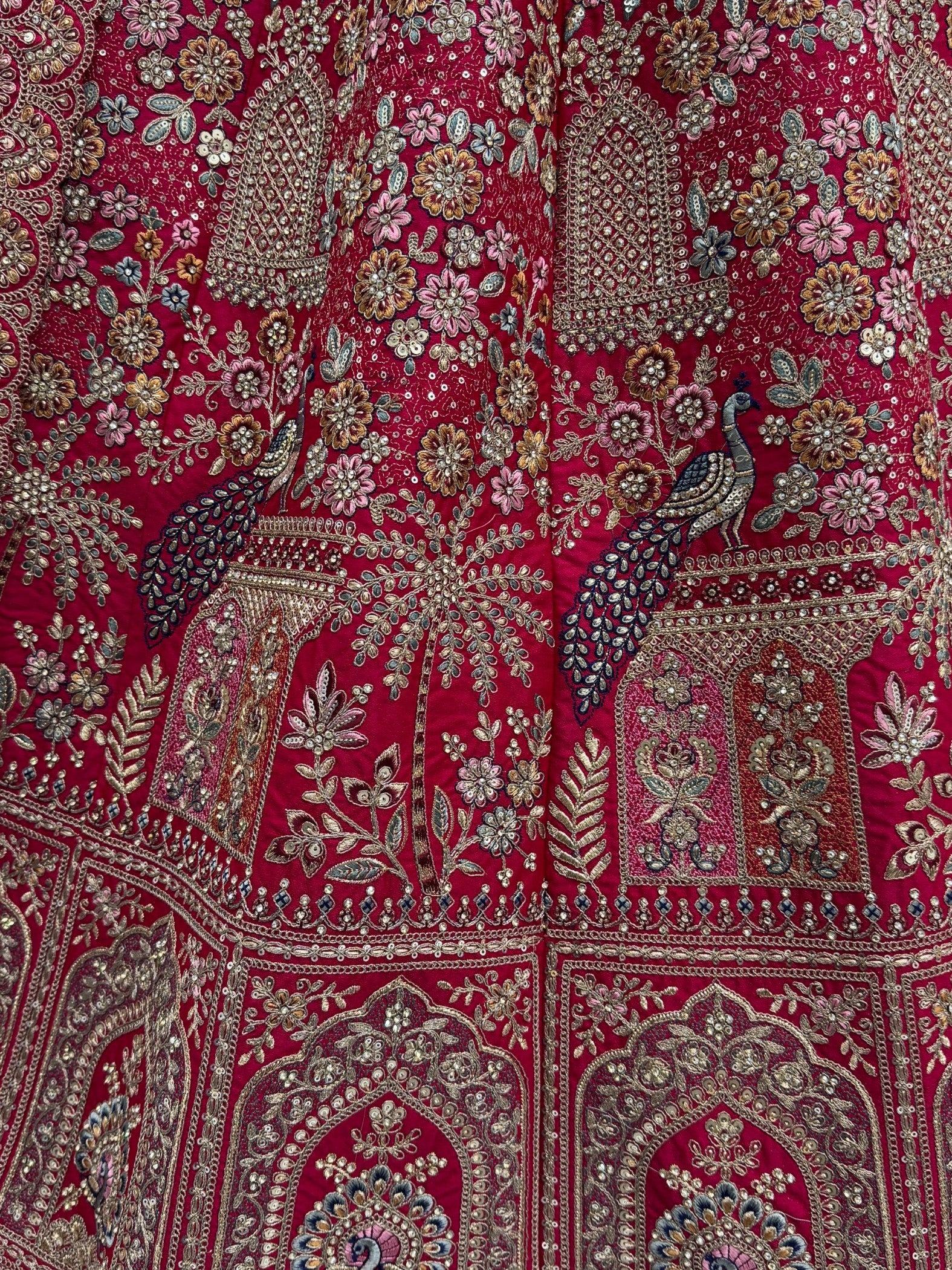 Terrific Pink Zari Work Silk Bridal Lehenga Choli With Double Dupatta