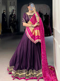Terrific Purple Georgette Traditional Lehenga Choli With Bandhani Dupatta - Zeel Clothing