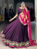 Terrific Purple Georgette Traditional Lehenga Choli With Bandhani Dupatta - Zeel Clothing