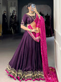 Terrific Purple Georgette Traditional Lehenga Choli With Bandhani Dupatta - Zeel Clothing