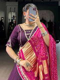 Terrific Purple Georgette Traditional Lehenga Choli With Bandhani Dupatta - Zeel Clothing