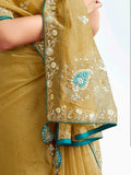 Terrific Yellow Sequins Embroidered Organza Haldi Wear Saree With Blouse - Zeel Clothing