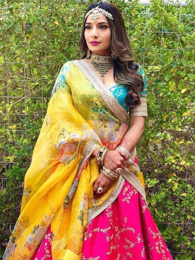 Wonderful Pink Embroidered Art Silk Wedding Wear Lehenga Choli