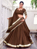 Timeless Brown Zari Weaving Chanderi Silk Navratri Wear Lehenga Choli - Zeel Clothing