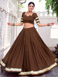 Timeless Brown Zari Weaving Chanderi Silk Navratri Wear Lehenga Choli - Zeel Clothing