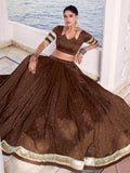 Timeless Brown Zari Weaving Chanderi Silk Navratri Wear Lehenga Choli - Zeel Clothing