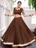 Timeless Brown Zari Weaving Chanderi Silk Navratri Wear Lehenga Choli - Zeel Clothing