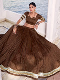 Timeless Brown Zari Weaving Chanderi Silk Navratri Wear Lehenga Choli - Zeel Clothing