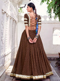 Timeless Brown Zari Weaving Chanderi Silk Navratri Wear Lehenga Choli - Zeel Clothing
