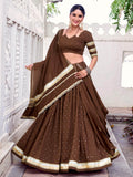 Timeless Brown Zari Weaving Chanderi Silk Navratri Wear Lehenga Choli - Zeel Clothing
