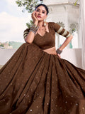 Timeless Brown Zari Weaving Chanderi Silk Navratri Wear Lehenga Choli - Zeel Clothing